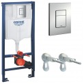 Инсталляция для унитаза подвесного Grohe Rapid Sl 38772P00 кнопка хром матовый (не оставляет отпечатков пальцев)