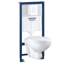 Инсталляция Grohe 38722001 в комплекте с унитазом безободковым Bau Ceramic 39351000 (39586002)