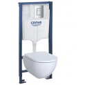Инсталляция Grohe 38772P00 в комплекте с унитазом безободковым Geberit Acanto 500.600.01.2 (хром матовый)