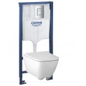 Инсталляция Grohe 38772P00 в комплекте с унитазом безободковым Geberit Smyle Square 500.683.01.1 (хром матовый)