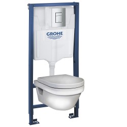 Инсталляция Grohe 38772001 в комплекте с унитазом безободковым Gustavsberg Hygienic Flush 5G84HR01