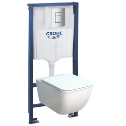 Инсталляция Grohe 38772001 в комплекте с унитазом безободковым Smartflow Vigente SMF811-WH (большой унитаз для больших людей)