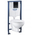 Инсталляция Grohe 38772BL1 в комплекте с унитазом безободковым Bau Ceramic 39351000 (39586BL0) черная кнопка