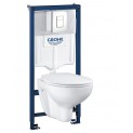 Инсталляция Grohe 38772SH1 в комплекте с унитазом безободковым Bau Ceramic 39351000 (белая кнопка)