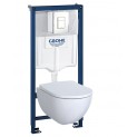 Инсталляция Grohe 38772SH1 в комплекте с унитазом безободковым Geberit Acanto 500.600.01.2 (белая кнопка)