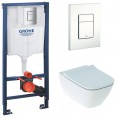 Инсталляция Grohe 38772SH1 в комплекте с унитазом безободковым Geberit Smyle Square 500.683.01.1 (белая кнопка)