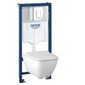 Инсталляция Grohe 38772SH1 в комплекте с унитазом безободковым Geberit Smyle Square 500.683.01.1 (белая кнопка)
