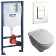 Инсталляция Grohe 38772SH1 в комплекте с унитазом безободковым Villeroy&Boch O.novo 5660HR01 (белая кнопка)