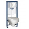 Инсталляция Grohe 38772SH1 в комплекте с унитазом безободковым Villeroy&Boch O.novo 5660HR01 (белая кнопка)