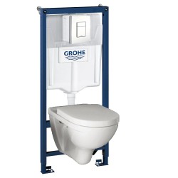 Инсталляция Grohe 38772SH1 в комплекте с унитазом безободковым Villeroy&Boch O.novo 5660HR01 (белая кнопка)