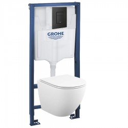 39102BL1 Инсталляция Grohe 38772BL2 в комплекте с унитазом безободковым (черная матовая кнопка)