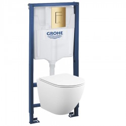 39102GL1 Инсталляция Grohe 38772GL1 в комплекте с унитазом безободковым (золотая кнопка)