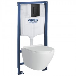 39106BL1 Инсталляция Grohe 38772BL2 в комплекте с унитазом безободковым (черная матовая кнопка)