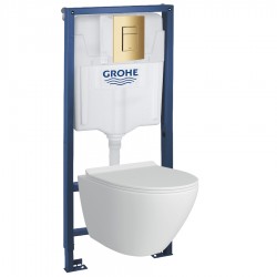 39106GL1 Инсталляция Grohe 38772GL1 в комплекте с унитазом безободковым (золотая кнопка)