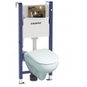 Инсталляция Geberit Delta 458.124.GL.1 в комплекте с унитазом безободковым Geberit Renova Nr. 1 500.801.00.1 (золотая кнопка)