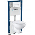 Инсталляция Geberit Delta 458.128.21.1 в комплекте с унитазом безободковым Bau Ceramic 39351000