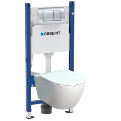 Инсталляция Geberit Delta 458.163.21.1 в комплекте с унитазом безободковым Smartflow Urban SMF812-WH (большой унитаз для больших людей)