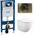500.300.GN01.T12 Инсталляция Geberit Duofix Sigma 12 UP320 111.300.00.5 с кнопкой Sigma 01 в комплекте с унитазом безободковым (золотая матовая кнопка)