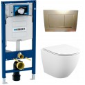 500.300.GL30.T12 Инсталляция Geberit Duofix Sigma 12 UP320 111.300.00.5 с кнопкой Sigma 30 в комплекте с унитазом безободковым (золотая глянцевая кнопка)