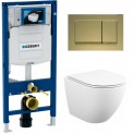 500.300.GN30.T12 Инсталляция Geberit Duofix Sigma 12 UP320 111.300.00.5 с кнопкой Sigma 30 в комплекте с унитазом безободковым (золотая матовая кнопка)
